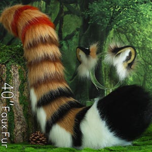 Realistic faux fur tiger ear and tail set tiger cosplay ear and tail set tiger petplay set animal cosplay tail and ear petplay tail and ear