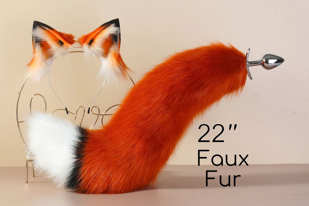 Red Fox Ear and Tail Plug Set Wolf Ear and Tail Butt Plug Set Cat Ear ...