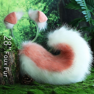 Pink white shepherd dog tail and ear set Shiba Inu dog ear and tail set animal cosplay petplay puppy ear and tail set kemonomimi puppy girl