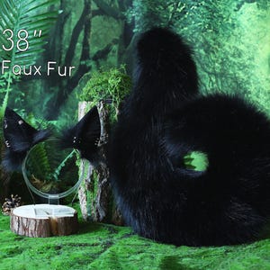 Black puppy ear and tail set puppy kemonomimi faux fur shepherd dog tail and ear Shiba Inu dog ear and tail set animal cosplay puppy play