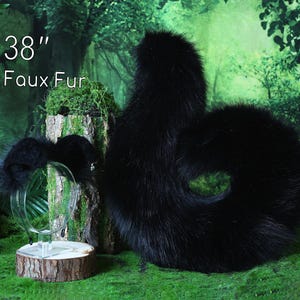 Black puppy ear and tail set puppy kemonomimi faux fur shepherd dog tail and ear Shiba Inu dog ear and tail set animal cosplay puppy play