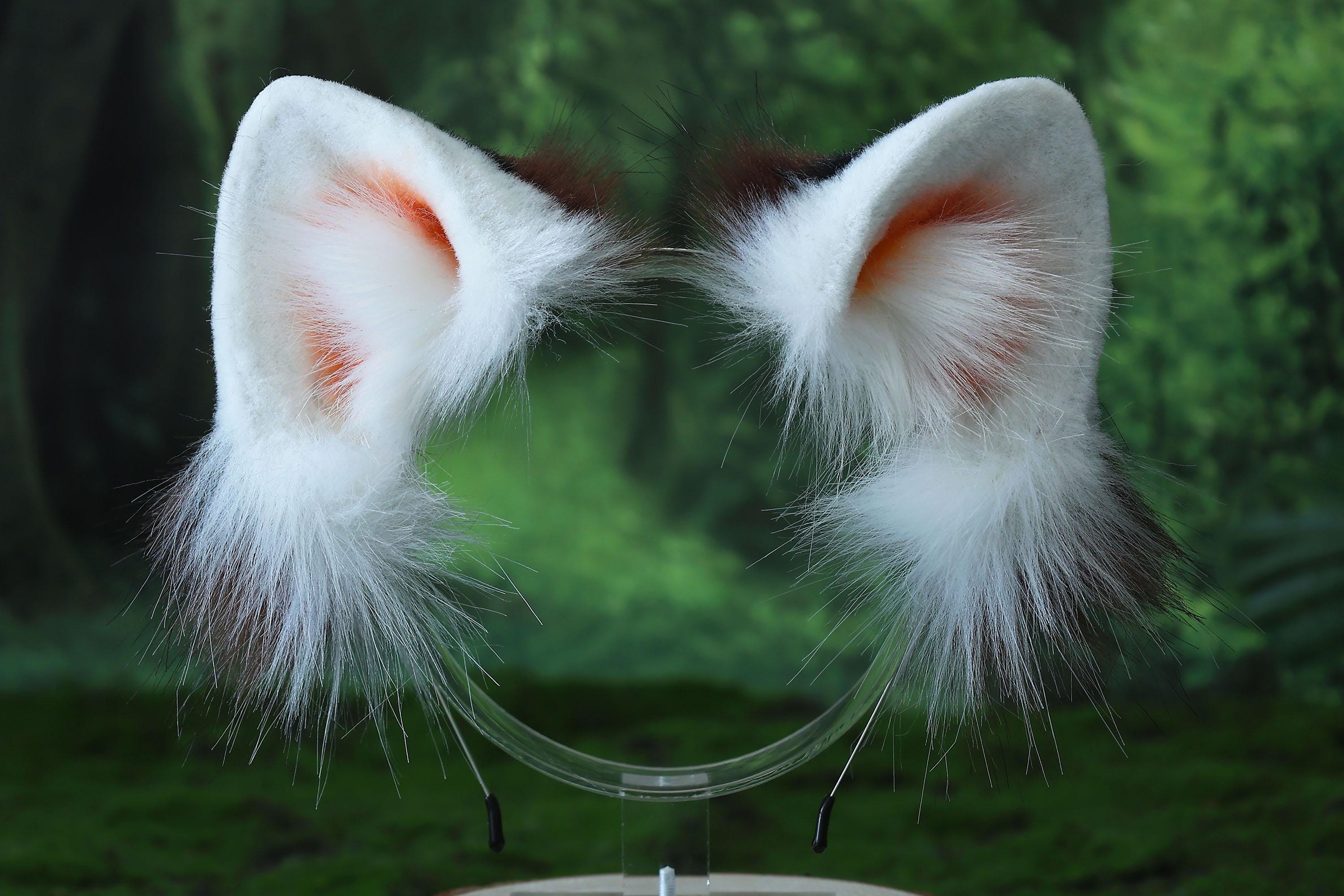 Red Realistic Ear Realistic Faux Fur Red Panda Ear and Tail Kemonomimi Lesser Panda Ear ...