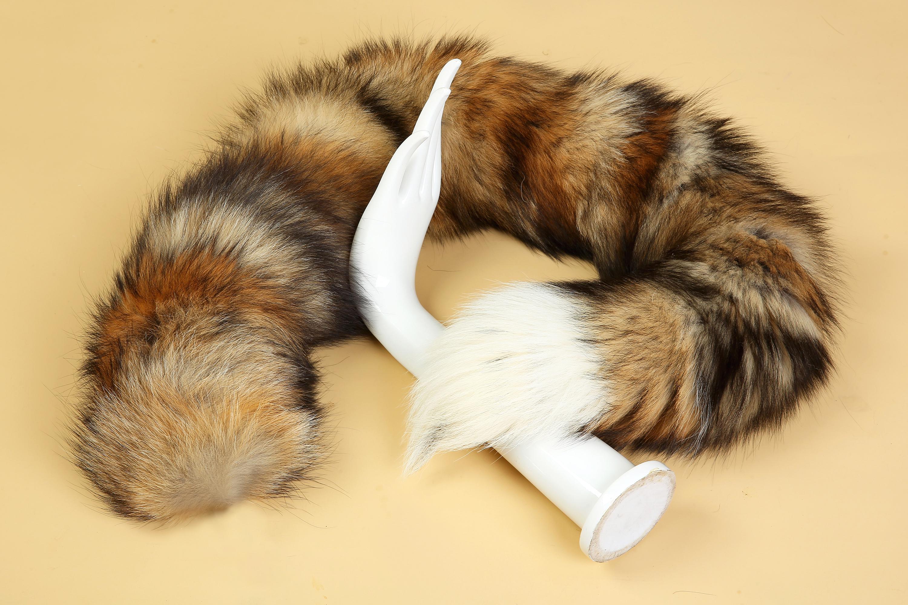 haozaikeji Coda di gatto pelosa in finta pelliccia di lupo coda di volpe peluche lunga coda fantasia animale carino regolabile fibbia in vita vestire cosplay festa Halloween divertente costume