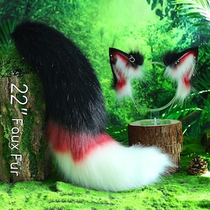 Fox ear and tail faux fur fox kemonomimi wolf ear and tail anime cosplay petplay cat ear and tail kitten ear and tail furry tail therian ear