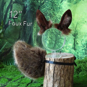 realistic brown bunny ear and tail set anime cosplay rabbit tail and ear set neko ear petplay ear rabbit kemonomimi bunny therian furry