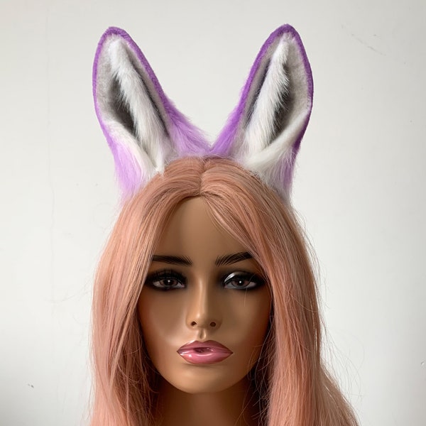 light purple bunny ear headband bunny petplay ear rabbit ear realistic faux fur animal ear cosplay ear kittenplay ear anime cosplay neko ear
