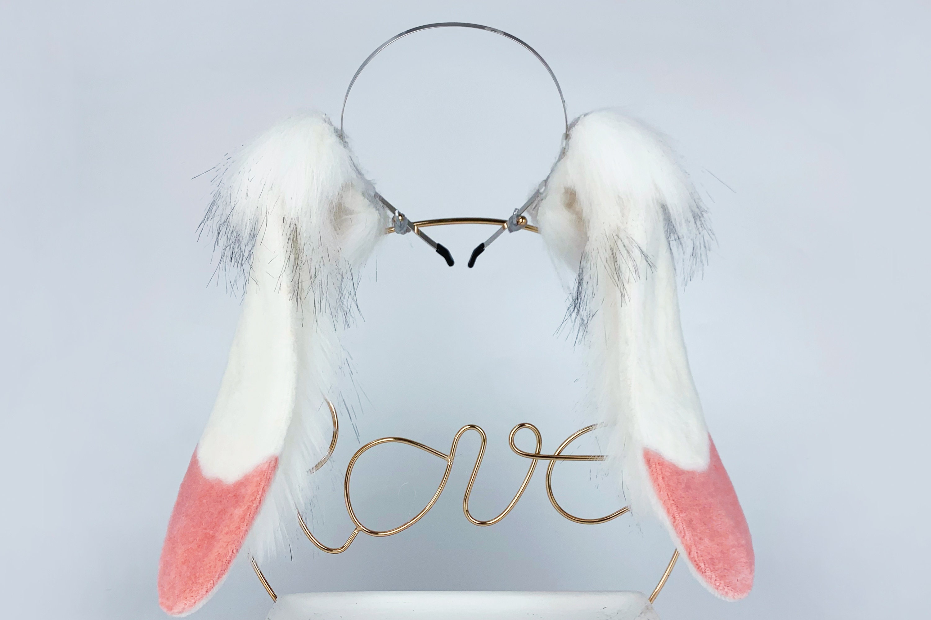 White Pink Lop Bunny Ear Cosplay Bunny Petplay Ear and Tail Etsy