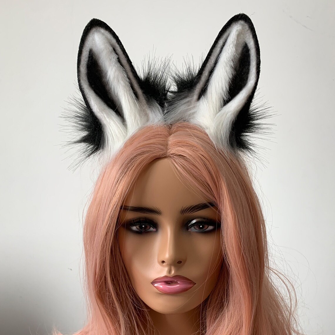 Black White Bunny Ear Headband Bunny Petplay Ear Rabbit Ear Etsy