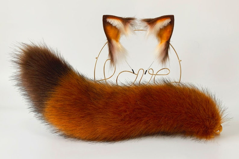 Red Fox Ear and Tail Set Wolf Tail and Ear Set Cat Ear and Etsy