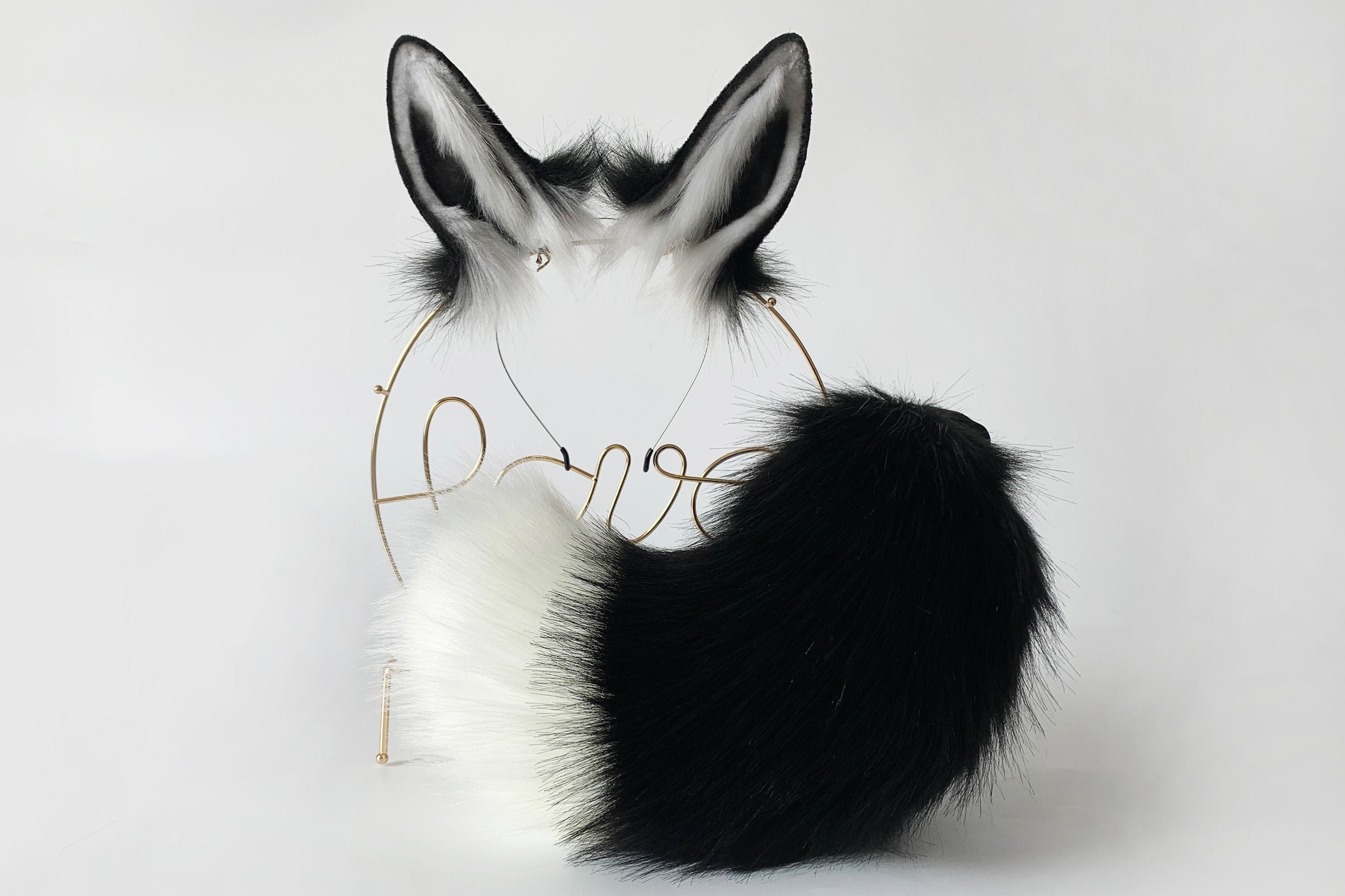 Black White Realistic Bunny Ear and Tail Set Rabbit Tail and Etsy UK