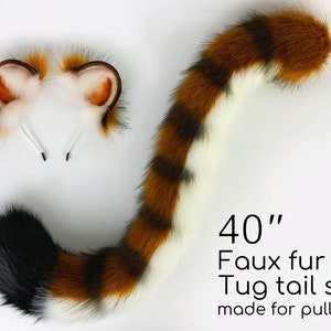 Realistic faux fur tiger ear and tail set tiger cosplay ear and tail set tiger petplay set animal cosplay tail and ear petplay tail and ear