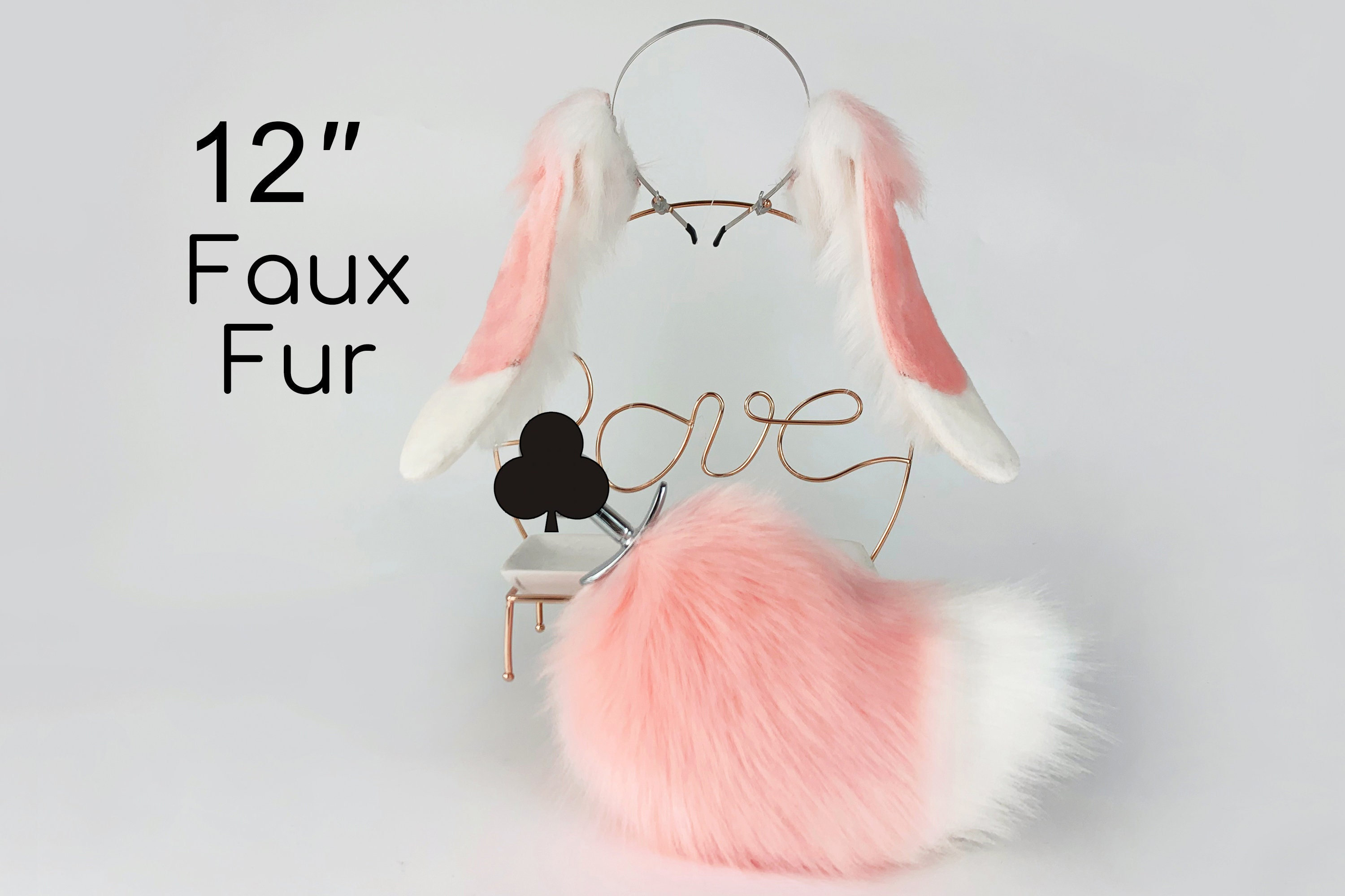 Pink White Lop Bunny Ear Cosplay Bunny Petplay Ear and Tail Etsy