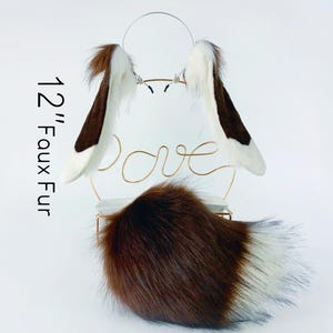 Coffee white lop bunny ear cosplay bunny petplay ear and tail set realistic bunny ear and tail set rabbit tail and ear set neko ear bunny