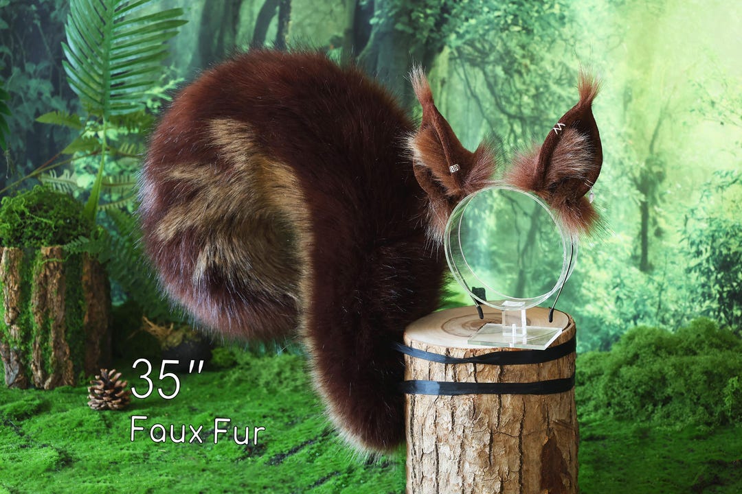 Faux Fur Squirrel Ear and Tail Squirrel Tail and Ear Set Animal Cosplay ...