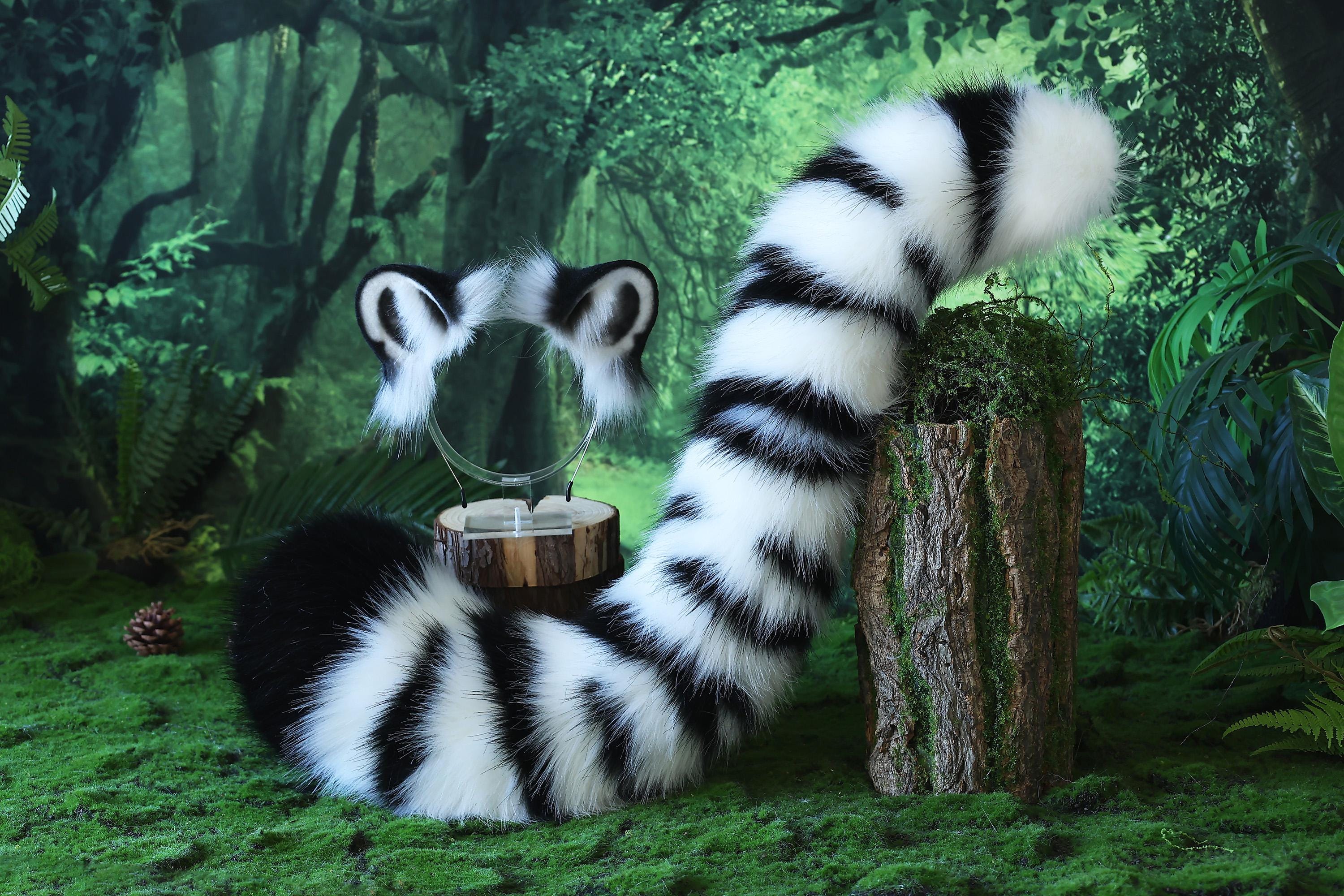 Realistic Faux Fur White Tiger Ear and Tail Set Tiger Tail and Ear ...