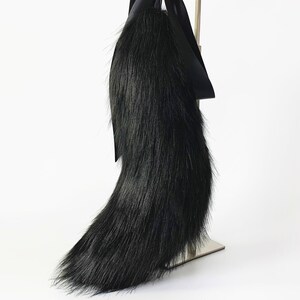 Realistic Anubis Wolf Ear and Tail Set Black Faux Fur Ear Costume Wolf ...