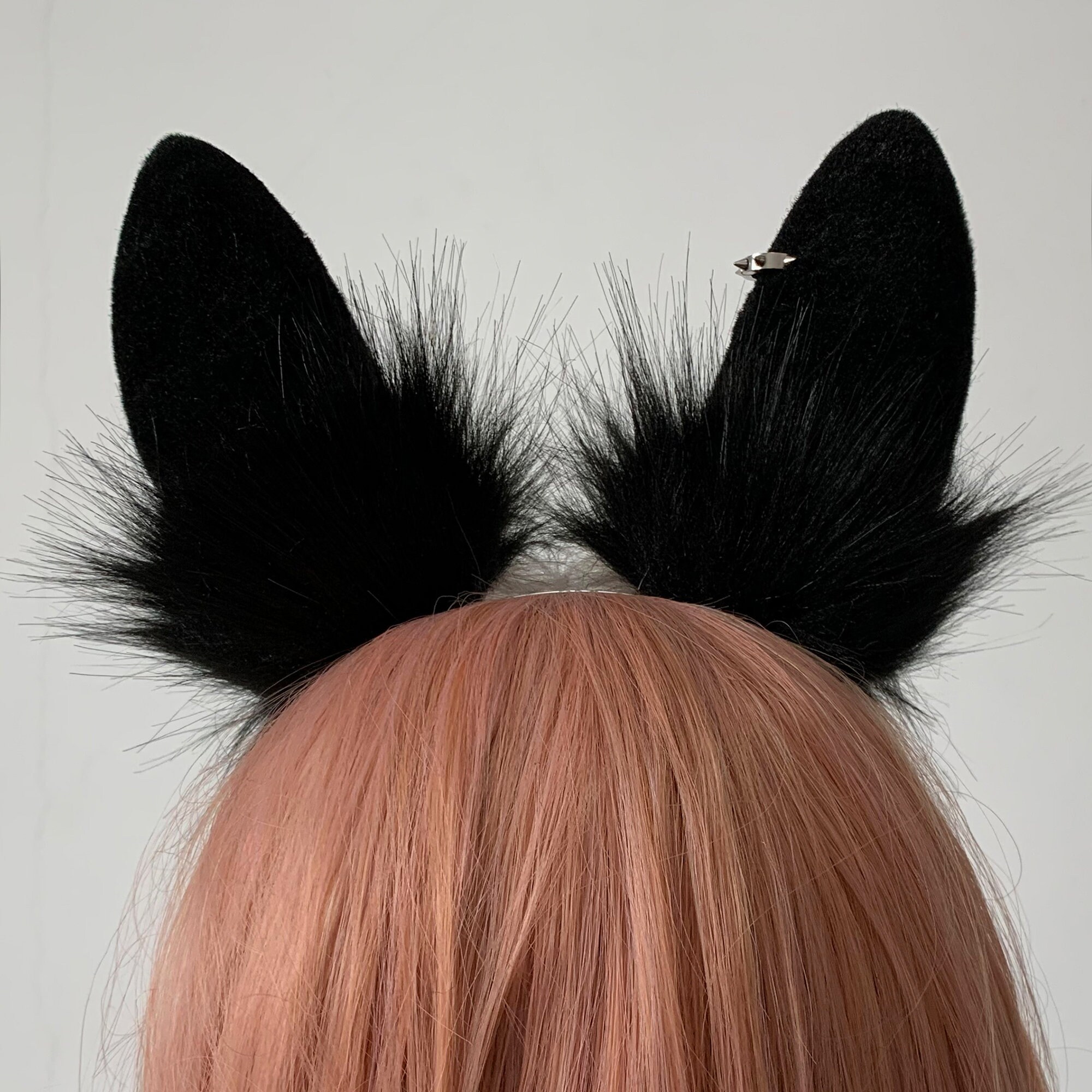 Black white bunny ear headband-bunny petplay ear rabbit ear | Etsy