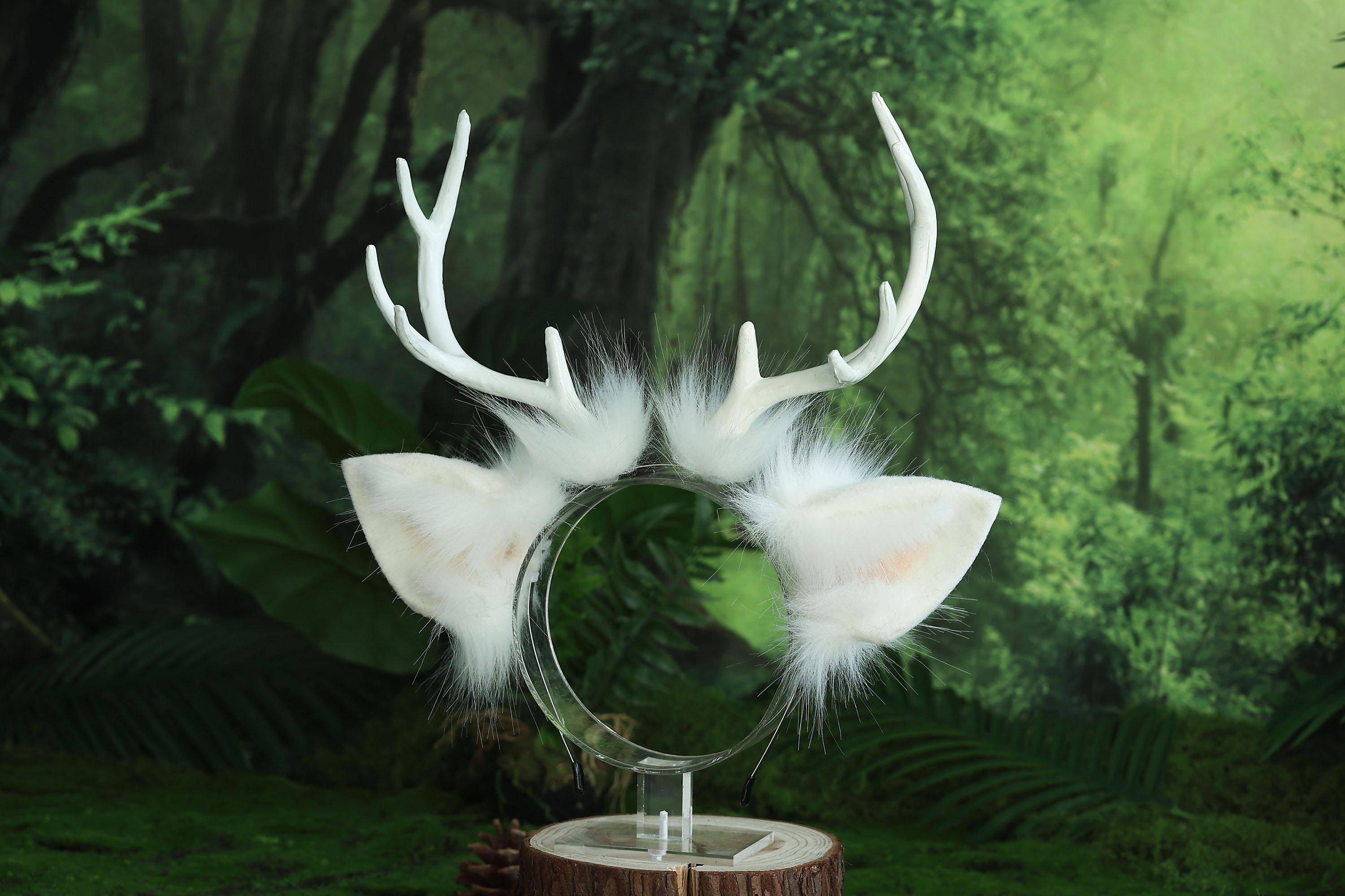 Handmade realistic Faux Fur Deer Ear Headband Custom Xmas Deer Ears comes with handmade detachable fluffs  main image 3