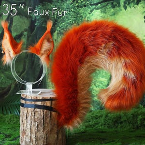 faux fur squirrel ear and tail squirrel tail and ear set animal cosplay squirrel ear and tail furry squirrel kemonomimi squirrel therian