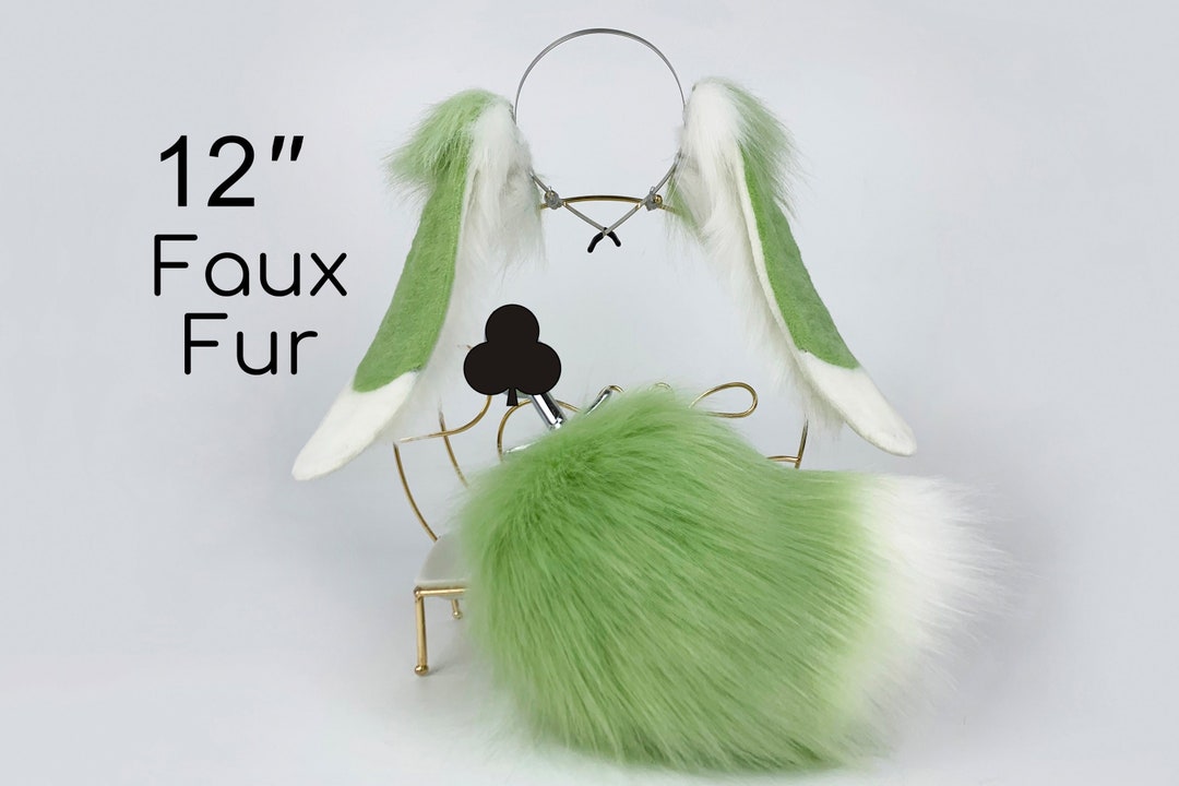 Green White Lop Bunny Ear Cosplay Bunny Petplay Ear and Tail Etsy