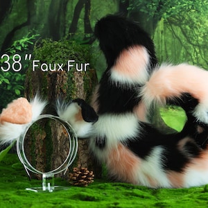 Faux fur shepherd dog tail and ear set shiba Inu dog ear and tail big curved puppy tail anime cosplay petplay puppy ear and tail halloween