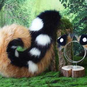 Faux fur shepherd dog tail and ear set shiba Inu dog ear and tail big curved puppy tail anime cosplay petplay puppy ear and tail kemonomimi