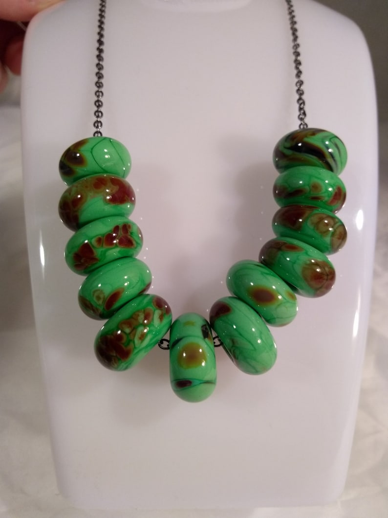 Handmade Lampworking Glass Beaded Chain Necklace