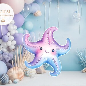Ocean Big Decor Cutout Birthday Mermaid Under The Sea Party Magical Sea Party Ocean Theme Decor Sea Animal Party Instant Download