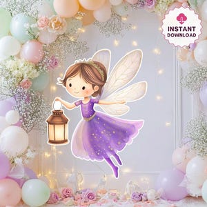 Fairy Big Decor Cutout Cute Fairy Birthday Fairy Party Decoration Floral Fairy Princess Fairy Birthday Party Cutouts Instant Download