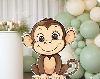 Safari Theme Cut Outs, Jungle Stand up Prop, Cute Monkey Stand up Prop, Large Safari Cutouts, Jungle Animals Cut Out, Wild One Birthday