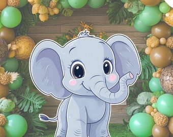 Safari Animals Big Decor, Jungle Animals Cutout Decor, Cute Elephant Cutout, Safari Party Decoration, Jungle Birthday Party Stand Up Prop
