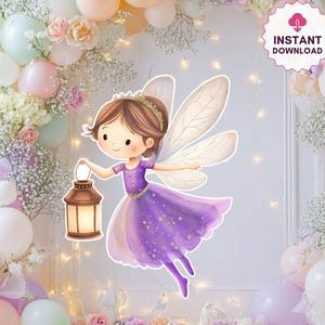 Fairy Big Decor Cutout Cute Fairy Birthday Fairy Party Decoration Floral Fairy Princess Fairy Birthday Party Cutouts Instant Download