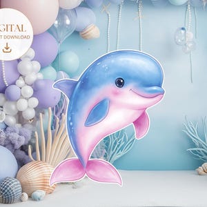 Ocean Big Decor Cutout Birthday Mermaid Under The Sea Party Magical Sea Party Ocean Theme Decor Sea Animal Party Instant Download