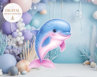 Ocean Big Decor Cutout Urodziny Syrenka Pod Morzem Impreza Magiczna impreza morska Ocean Theme Decor Sea Animal Party Natychmiastowe pobranie