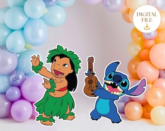 Lilo and Stitch Cutouts, Lilo and Stitch Party Backdrop, Stitch Theme Birthday Party Decor, Party Stand Up Prop, Digital Download