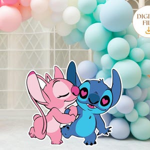 Stitch and Angel Cutout, Lilo and Stitch Big Decor, Party Decoration Baby shower,Birthday Party Stand Up Prop, Digital Download