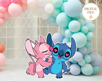 Stitch and Angel Cutout, Lilo and Stitch Big Decor, Party Decoration Baby shower,Birthday Party Stand Up Prop, Digital Download