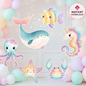 Ocean Animals Cutout Bundle: Under the Sea Party Decor (Digital Download