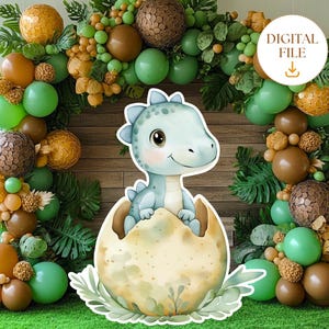赤ちゃん恐竜の切り抜き、印刷可能な恐竜パーティーの装飾、かわいいジュラ紀の誕生日小道具、恐竜のベビーシャワーの装飾、デジタルダウンロード