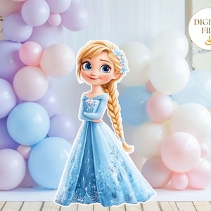 Elsa CutOut, Frozen Decor, Frozen Party Decoration Theme, Birthday Party, Stand Up Prop, Digital Download