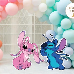 Stitch and Angel Cutout, Lilo and Stitch Big Decor, Party Decoration Baby shower,Birthday Party Stand Up Prop, Digital Download