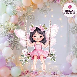 Fairy Big Decor Cutout Cute Fairy Birthday Fairy Party Decoration Floral Fairy Princess Fairy Birthday Party Cutouts Instant Download