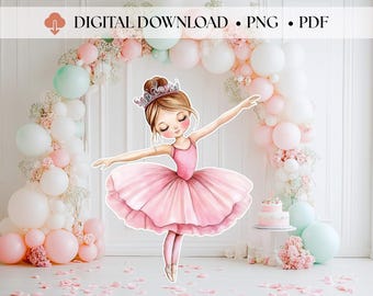 Pink Ballerina Cutouts, Ballet Girl Party Decor, Ballerina Theme Birthday Paty Baby Shower Standup Prop