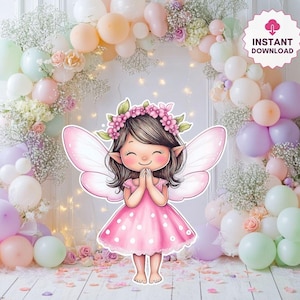 Fairy First Birthday Cutout, Fairy Big Decor Cutouts, Floral Fairy Birthday Decor, Fairy Baby Shower Fairy theme Party Digital Download