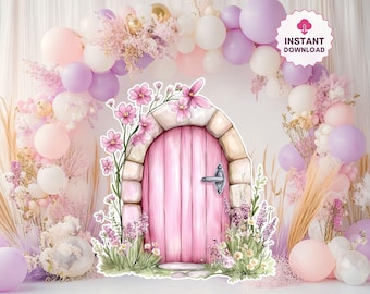 Fairy groot decor knipsel Fairy tuindeur, magische fee verjaardagsfeestje decoratie, fantasiebos, fee eerste verjaardag direct downloaden