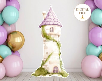 CASTLE BIG DECOR Cutout, Fairytale Birthday Party Decor, Princess Castle Tower Cutout Decor, Stand Up Prop Digital Download