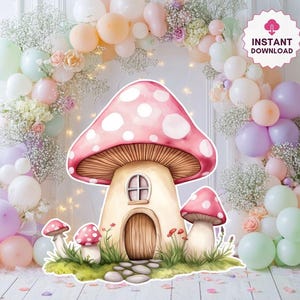 Fairy Mushroom Cutout, Fairy Big Decor Cutout, Fairy Party Decoration Floral Fairy Princess Fairy Birthday Party Cutouts Instant Download