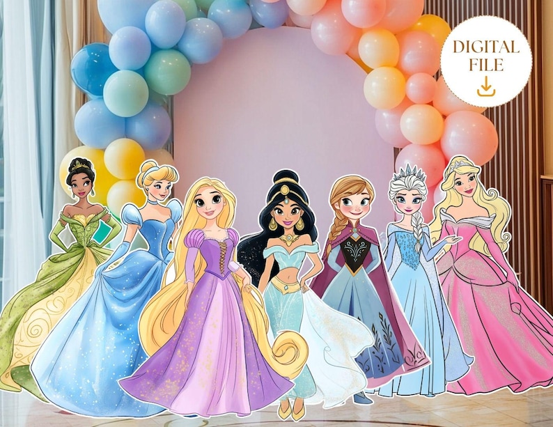 Big Decor Princess Cutout Bundle, Princess Theme Party Decor, Princess Birthday Decoration Baby Shower, Digital Downalod