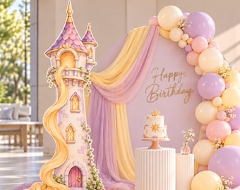 Recorte del Castillo de Rapunzel, decoración para fiestas temáticas de la Torre de la Princesa, accesorio de pie para fiestas de cumpleaños con temática de Enredados
