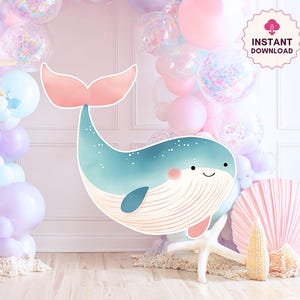 Under The Sea Birthday Party Cutout, Little Mermaid Party, Mermaid Party Decor, Ocean Theme Baby Shower Birthday Party Instant Download